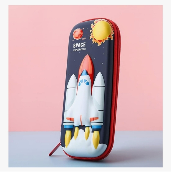 3D Space Exploration Rocket Pencil Case - Red and Blue - Picture 5 of 10